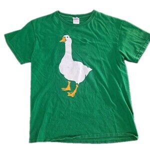 Goose Graphic T-Shirt Men’s Medium Green Short Sleeve Tee 100% Cotton Shirt